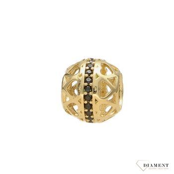 Złota zawieszka charms do bransoletki typu Pandora serca z cyrkonią ZA 5763ZA 5763.jpg